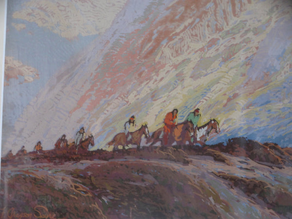 Fred Grayson Sayre - Native American Riders 1930s Serigraph AP1674