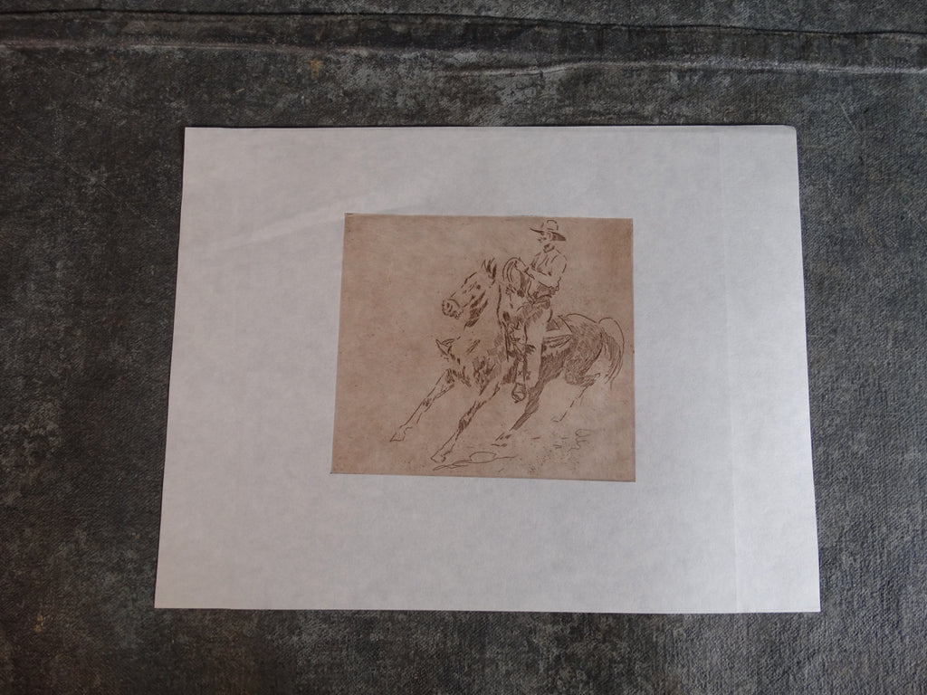 Ed Borein - Horseback Rider - Late Strike Etching AP1684