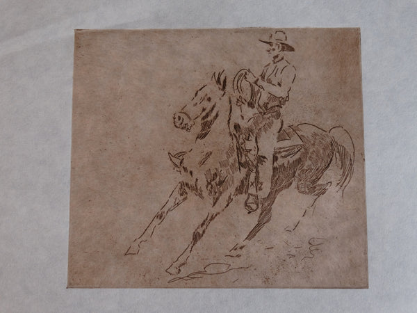 Ed Borein - Horseback Rider - Late Strike Etching AP1684