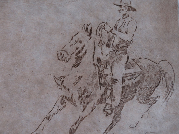 Ed Borein - Horseback Rider - Late Strike Etching AP1684