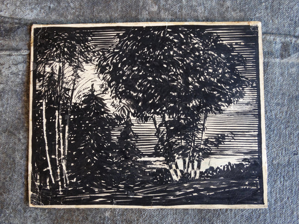 Norman H Kamps - Landscape - Original Ink Illustration - c1930 AP1722