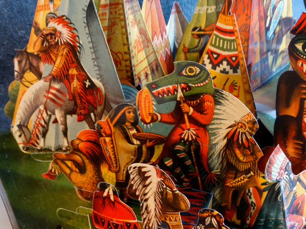 An American Indian Camp: The Day of the Bison Hunt. 1962 Pop-Up Book. Illustrated by Vojtěch Kubašta   AP1733