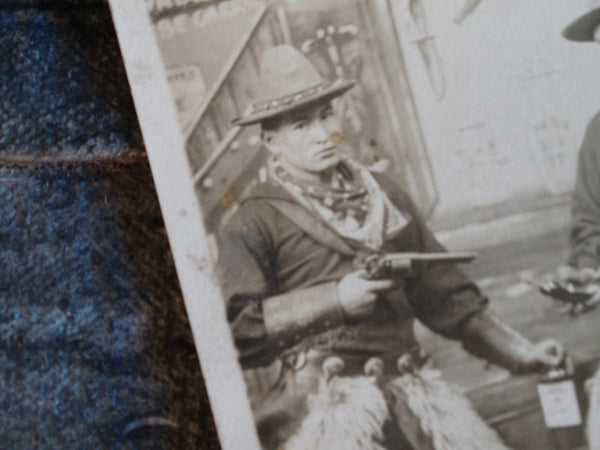 Authentic circa 1900 Photo Postcard of a pair of Cowboys Playing It Up AP1738