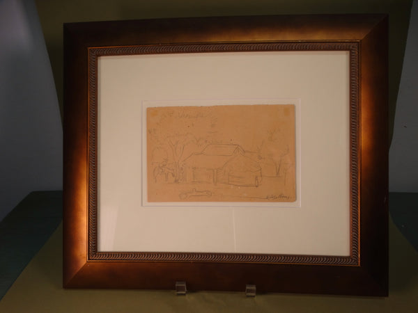 Diego Rivera - Page from His Sketchbook: Village Scene - Signed - AP1742