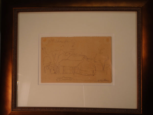 Diego Rivera - Page from His Sketchbook: Village Scene - Signed - AP1742