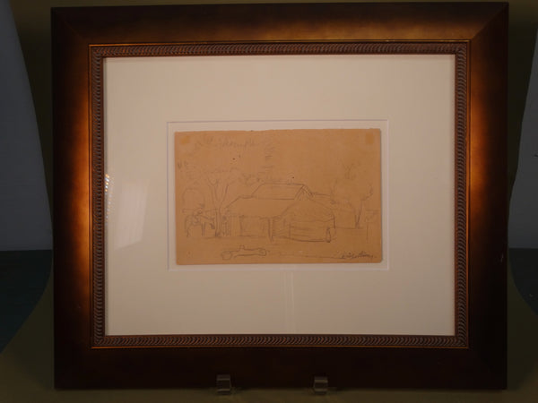 Diego Rivera - Page from His Sketchbook: Village Scene - Signed - AP1742