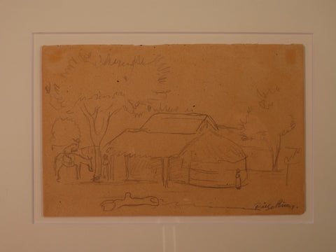Diego Rivera - Page from His Sketchbook: Village Scene - Signed - AP1742