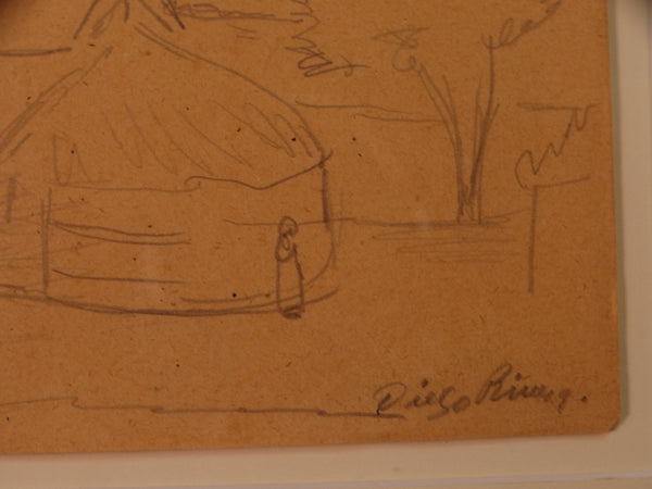 Diego Rivera - Page from His Sketchbook: Village Scene - Signed - AP1742