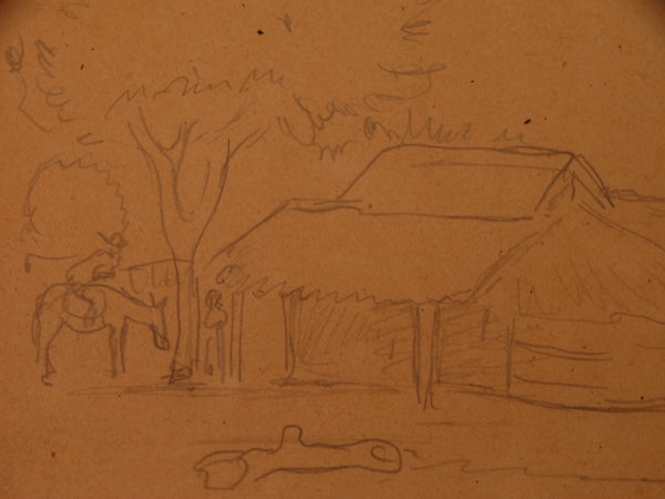 Diego Rivera - Page from His Sketchbook: Village Scene - Signed - AP1742