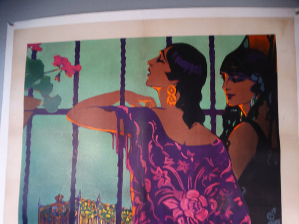 Manuel León Astruc (1889-1965) MALAGA 1929 SUNTUOSAS PROCESIONES DE SEMANA SANTA Travel Poster AP1761