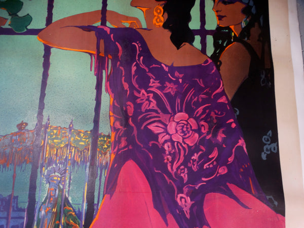 Manuel León Astruc (1889-1965) MALAGA 1929 SUNTUOSAS PROCESIONES DE SEMANA SANTA Travel Poster AP1761