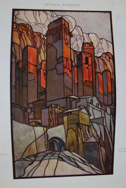 Vittorio Grassi: Design for Stain Glass for Le Torri, Tuscany