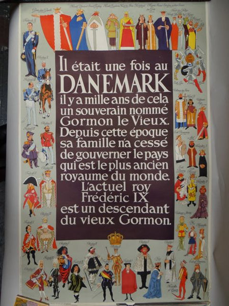 1950s Danish Travel Poster Royal Line of Descent of Denmark