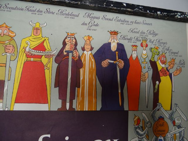 1950s Danish Travel Poster Royal Line of Descent of Denmark