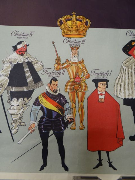 1950s Danish Travel Poster Royal Line of Descent of Denmark