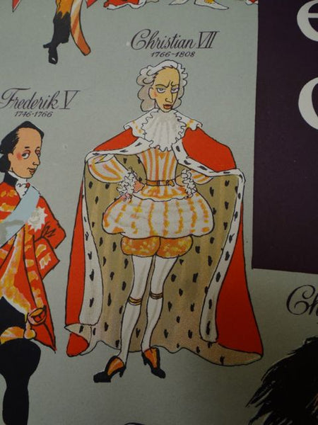 1950s Danish Travel Poster Royal Line of Descent of Denmark