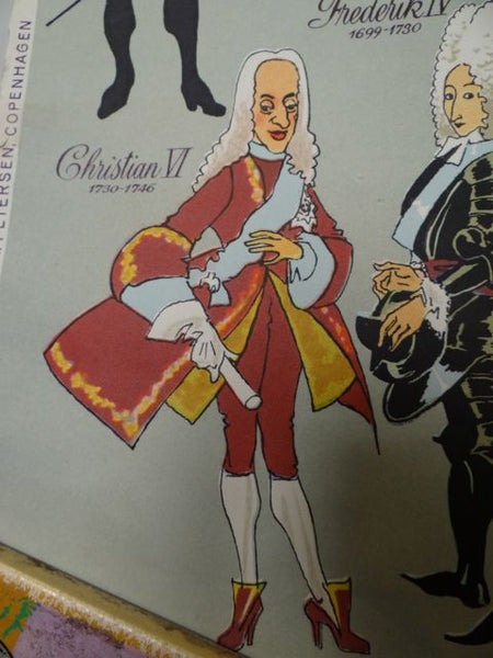 1950s Danish Travel Poster Royal Line of Descent of Denmark