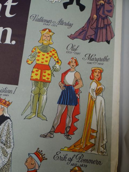 1950s Danish Travel Poster Royal Line of Descent of Denmark