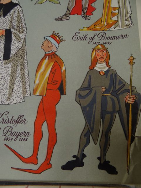 1950s Danish Travel Poster Royal Line of Descent of Denmark