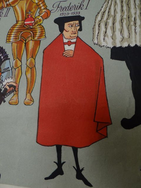 1950s Danish Travel Poster Royal Line of Descent of Denmark