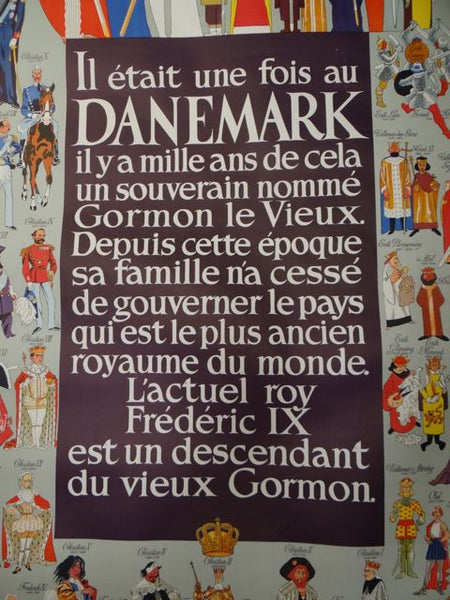 1950s Danish Travel Poster Royal Line of Descent of Denmark