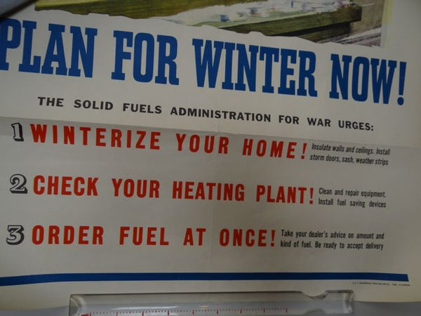 Albert Dorne WWII Homefront Poster -- ALL FUEL IS SCARCE. PLAN FOR WINTER NOW 1945