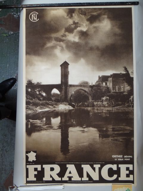 French Travel Poster Orthez – Le Vieux Pont circa 1938
