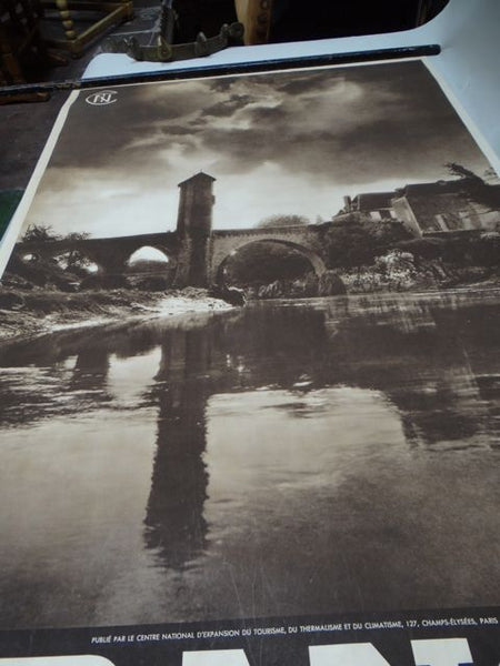 French Travel Poster Orthez – Le Vieux Pont circa 1938