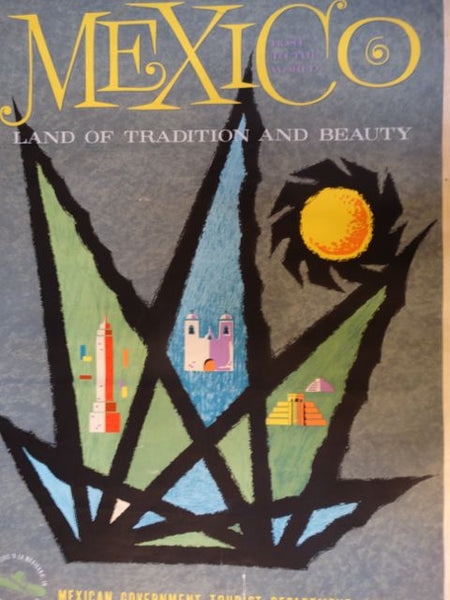 Vintage Mexican Travel Poster: Mexico, Land of Tradition & Beauty