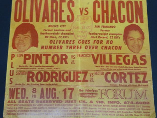 Olivares vs Chacon Boxing Poster 1970s