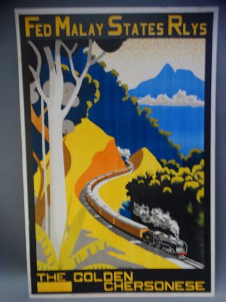 Malay Railways Vintage Travel Poster THE GOLDEN CHERSONESE 1930s