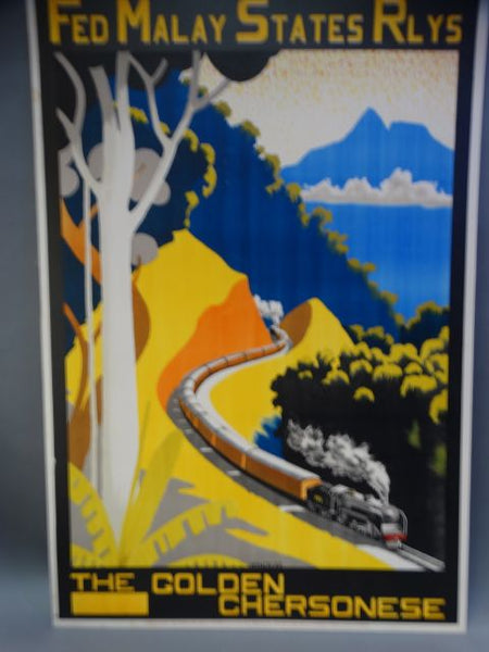 Malay Railways Vintage Travel Poster THE GOLDEN CHERSONESE 1930s