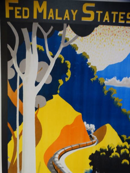 Malay Railways Vintage Travel Poster THE GOLDEN CHERSONESE 1930s