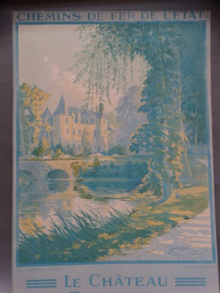 E. Couronneau Château de Tourlaville Vintage Travel Poster 1922