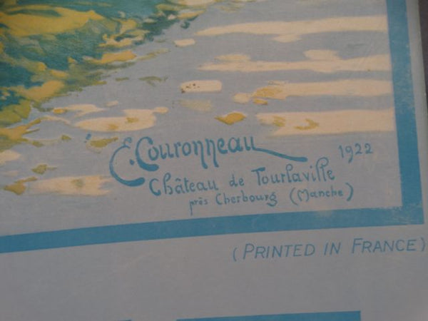 E. Couronneau Château de Tourlaville Vintage Travel Poster 1922