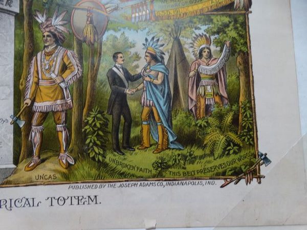 Improved Order of The Red Men Diploma Certificate of Membership (Tammany Hall) Litho Poster