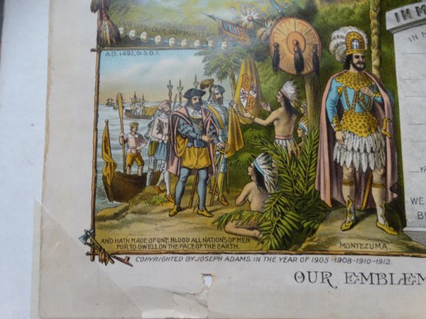 Improved Order of The Red Men Diploma Certificate of Membership (Tammany Hall) Litho Poster