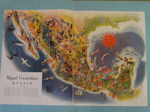 Vintage Miguel Covarrubias’ Mexico Map Poster