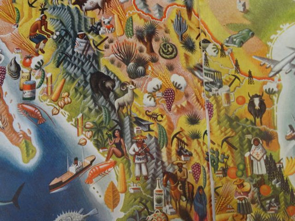 Vintage Miguel Covarrubias’ Mexico Map Poster