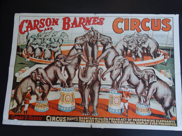 Carson & Barnes Circus Poster circa 1966