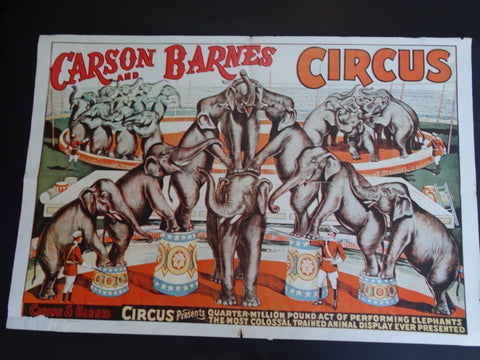 Carson & Barnes Circus Poster circa 1966