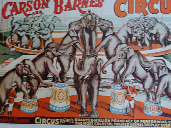 Carson & Barnes Circus Poster circa 1966