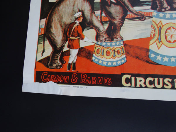 Carson & Barnes Circus Poster circa 1966