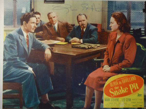 THE SNAKE PIT 1948 lobby card, autographed by Olivia De Havilland