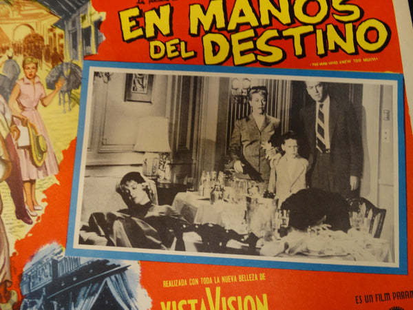 Alfred Hitchcock The Man Who Knew Too Much (En Manos del Destino) lobby card, Spanish version