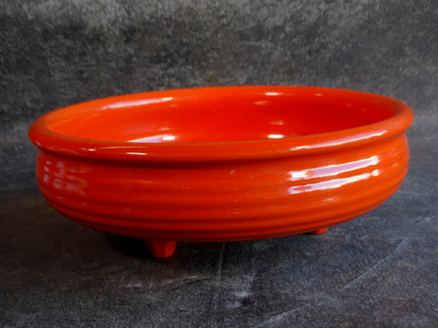 Bauer Ringware Footed Low Bowl in Orange B3197