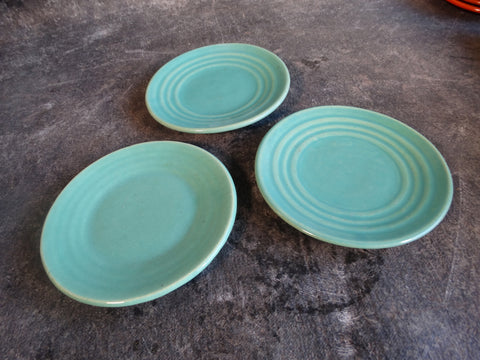 Bauer Ringware Group of 3 Bread Plates in Jade Green B3202