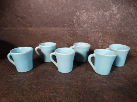 Catalina Island Pottery Set of 6 Demi-tasse Cups in Turquoise over White Clay C507
