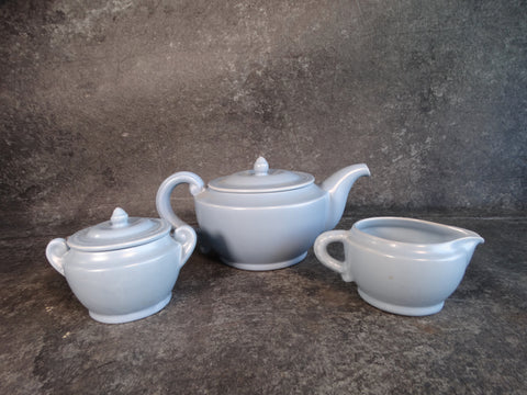 Catalina Island Tea Pot, Sugar Bowl and Creamer Set in Baby Blue C546