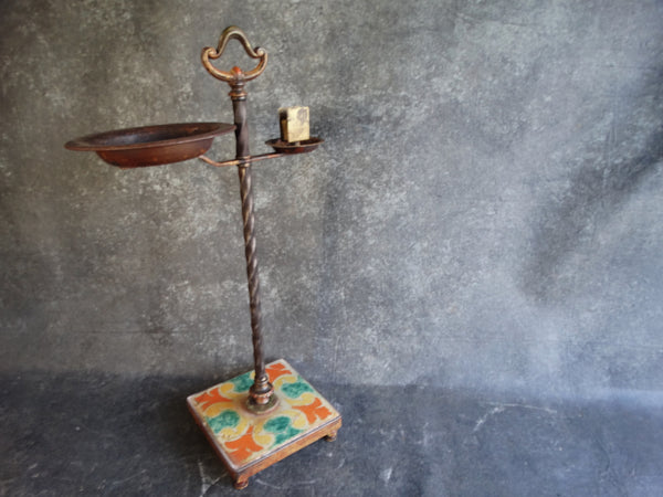 Spanish Revival D & M Tile and Wrought Iron Smoking Stand CA2106